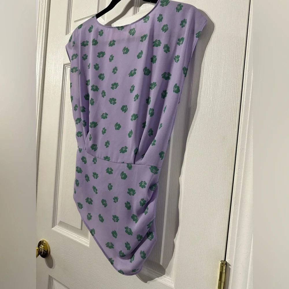 WAYF Purple Asymmetrical Wrap Blouse Cap Sleeve (XS) - Picture 15 of 16